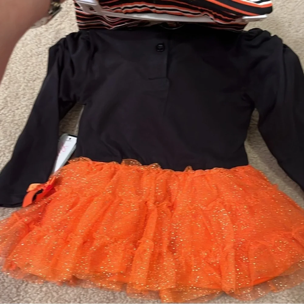 12 mo Halloween 3-pc Pumpkin Tutu w/leggings, headband